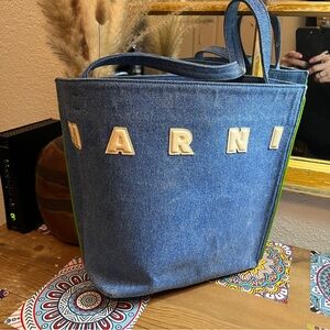 Like New Marni Museo Denim Logo Patch Tote